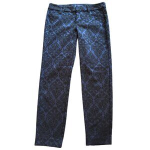 Old Navy Mid Rise Pixie Jacquard Pants size 4 in Blue Jacquard